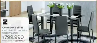 Easy Comedor 6 sillas140x80x76 vidrio oferta