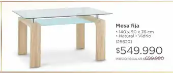 Easy Mesa fija 140x90x76 natural vidrio oferta