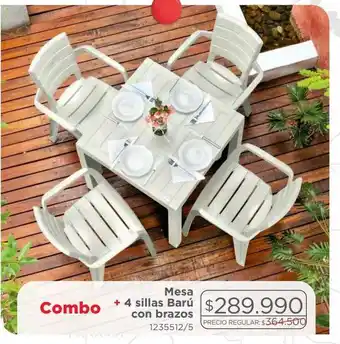 Easy Mesa baru tp + 4 sillas baru c brazos tp oferta