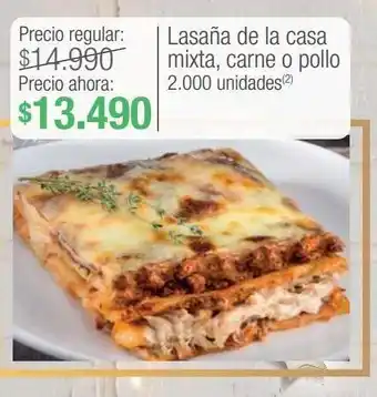 Lasaña de la casa mixta, carne o pollo