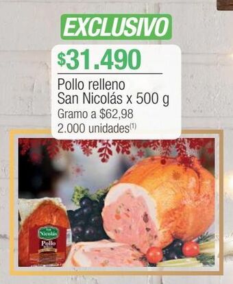 Jumbo Pollo relleno san nicolás x 500 g oferta