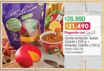 Jumbo Combo tentación: queso colanta x 250 g + arequipe colanta x 250 g oferta