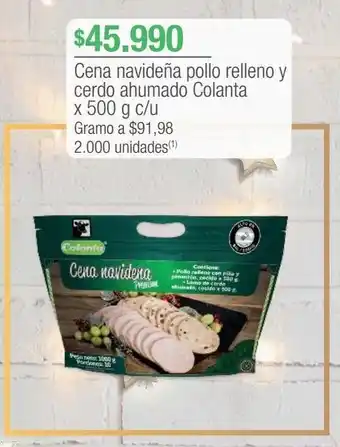 Jumbo Cena navideña pollo relleno y cerdo ahumado colanta x 500 g c/u oferta
