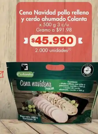 Metro Cena navidad pollo relleno y cerdo ahumado colanta x 500 g 3 c/u oferta