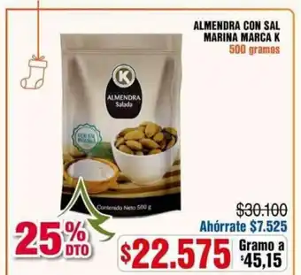 Alkosto Almendra con Sal Marina Marca K 500 gramos oferta