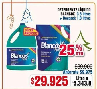 Alkosto Detergente Líquido Blancox 3.8 litros + Doypack 1.8 litros oferta