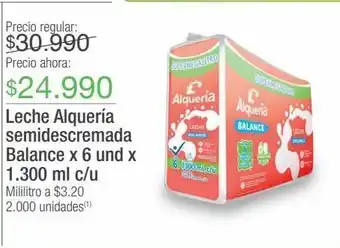 Jumbo Leche alquería semidescremada balance x 6 und x 1.300 ml c/u oferta