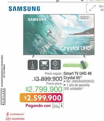 Jumbo Samsung smart tv uhd 4k crystal 65" • ref. un65bu8000kxzl oferta
