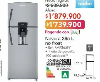 Metro Nevera 365 l no frost oferta