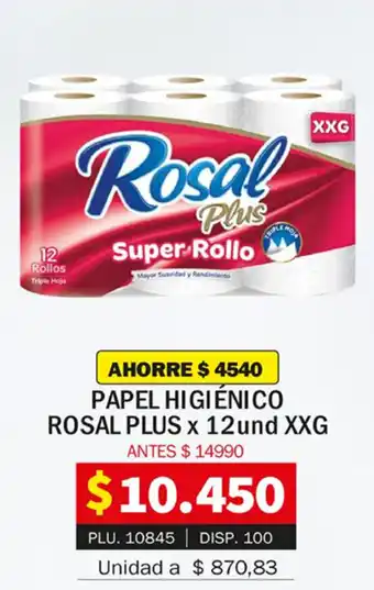 Surtifamiliar papel Higienico Rosal Plus x 12 und XXG oferta