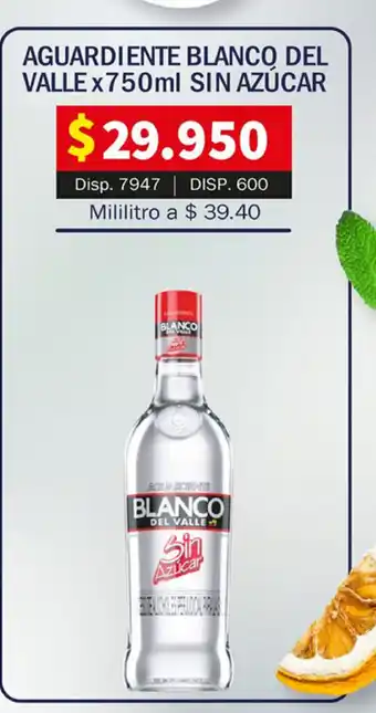 Surtifamiliar Aguardiente Blanco Del Valle x750ml Sin Azucar oferta