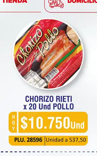 Surtifamiliar Chorizo Rieti x 20 Und Pollo oferta
