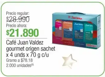 Jumbo Café juan valdez gourmet origen sachet x 4 und x 70g oferta