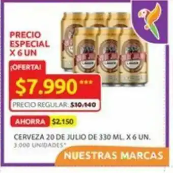Ara Cerveza 20 de julio de 330 ML. x 6 UN. oferta