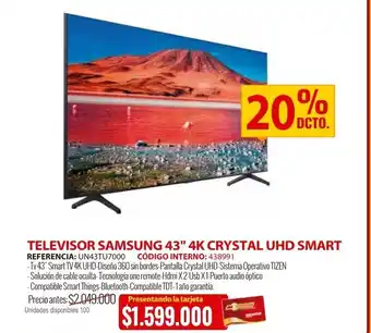 MercaCentro Televisor SAMSUNG 43" 4K crystal UHD SMART oferta