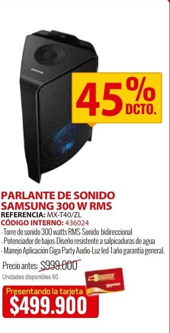 MercaCentro Parlante de sonido samsung 300 w rms oferta