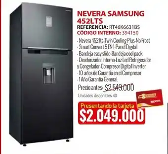 MercaCentro Nevera samsung 452LTS oferta
