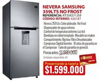MercaCentro Nevera samsung 359LTS no frost oferta