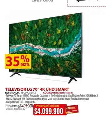 MercaCentro Televisor LG 70" 4K UHD SMART oferta