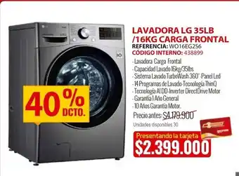 MercaCentro Lavadora LG 35LB/16KG carga frontal oferta