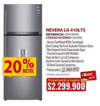 MercaCentro Nevera LG 410LTS oferta