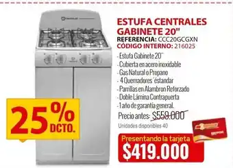 MercaCentro Estufa centrales gabinete 20" oferta