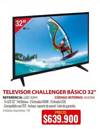MercaCentro Televisor challenger basico 32" oferta