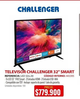 MercaCentro Televisor challenger 32" SMART oferta