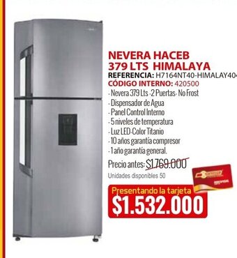 MercaCentro Nevera haceb 379 LTS himalaya oferta