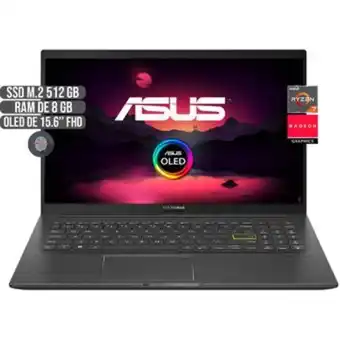 Linio Portatil asus amd ryzen 7 5700u ssd 512gb ram 8gb oled 15.6" fhd oferta