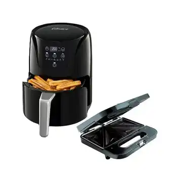 Alkosto Combo oster freidora de aire 1,8 litros + sandwichera 2 rebanadas negro oferta