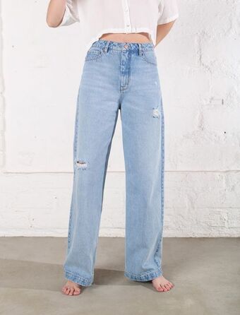 Naf Naf Jean tiro alto con rotos oferta