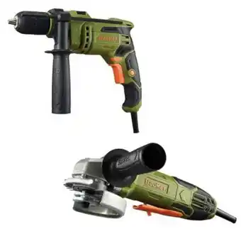 Combo taladro percutor 1/2-pulg 650w + pulid 4-1/2-pulg 820w bauker