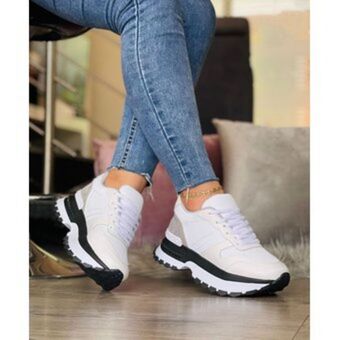 Linio Tenis blanco bellos dama zapatillas zapatos mujer lindos moda casual oferta