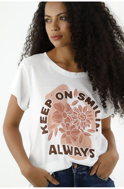 Camiseta blanca estampada mujer new arrivals