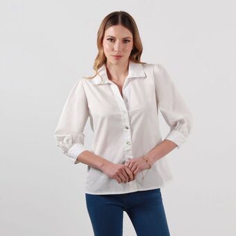 Fuera de Serie Blusa cuello camisero manga 3cuartos oferta