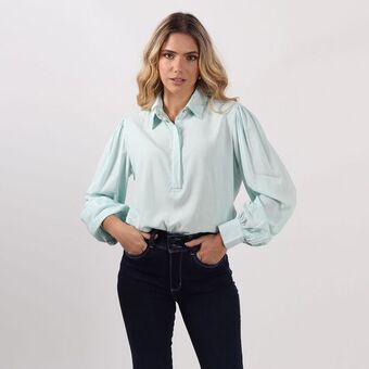 Fuera de Serie Blusa cuello camisero manga larga oferta