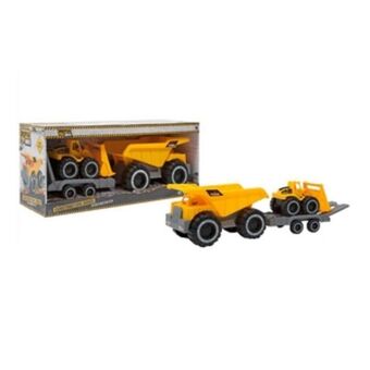 Alkosto Camión volqueta con remolque y retroexcavadora de juguete power drive oferta