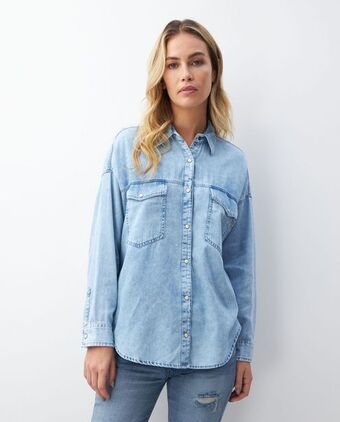 Chevignon Camisa de mujer, silueta recta manga larga - diseño cargo oferta