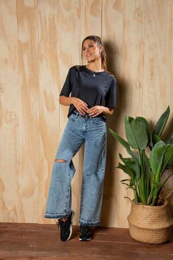 Pacífika Camiseta manga corta negro oferta