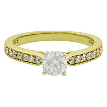 Kevin's Joyeros Anillo compromiso en oro amarillo de 18 kilates, con diamante central de 0.50 ct y decoración en diamantes de 0.18 ct oferta