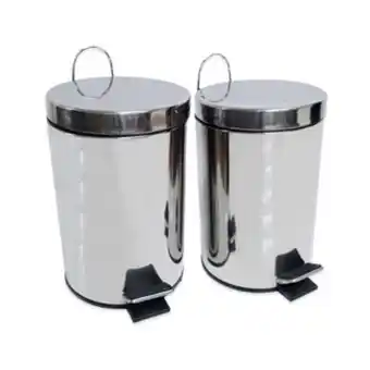Alkosto Set x 2 papeleras de pedal free home 3 litros plateada oferta
