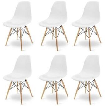 Linio Kit 6 sillas eames patas en madera para comedor - sala oferta