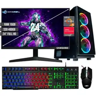 Linio Pc equipo torre gamer amd ryzen 5 5600g ssd 480gb 16gb led 24 oferta