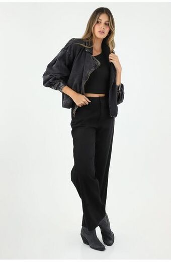 Tennis Jean wide leg negro para mujer oferta