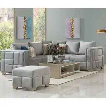 Muebles Jamar Sala en l luxury chenille plata* oferta