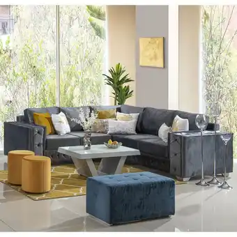 Muebles Jamar Sala en l living velvet plomo oferta
