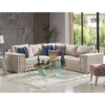 Muebles Jamar Sala en l living chenille crudo oferta