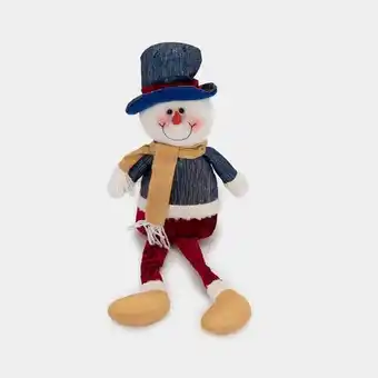 Panamericana Muñeco de nieve piernas largas sentado de 58 cm, azul/rojo oferta