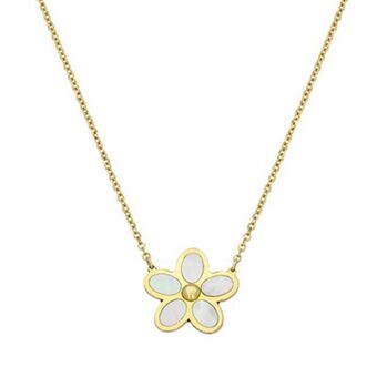 Kevin's Joyeros Gargantilla en oro amarillo de 18 kilates, rolo, con piedra madre perla, 45 cm. de largo, 1 mm. de ancho oferta